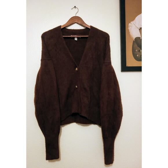 Urban Outfitters Cozy Thea Cardigan Brown Boho Open Front Sweater Women’s SZ S - Picture 1 of 11